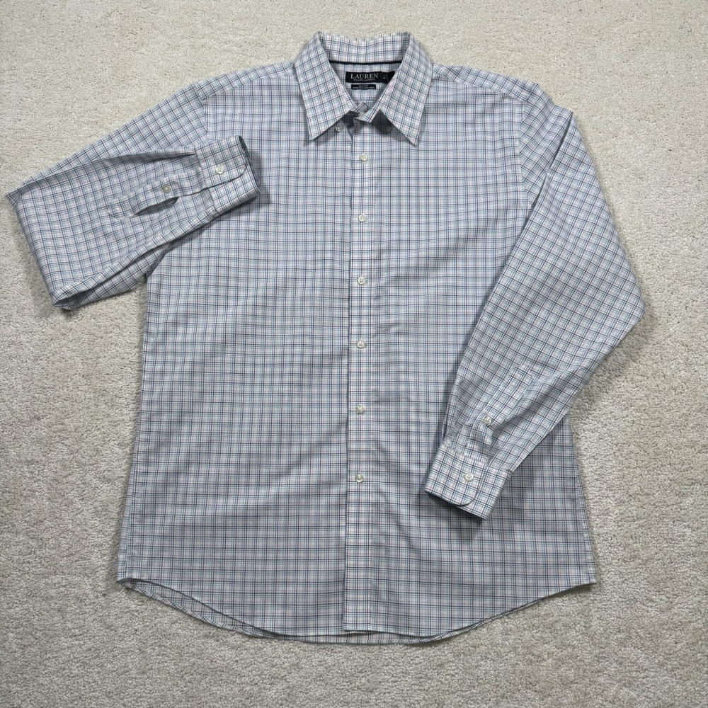 Lauren Ralph Lauren Shirt Men's 17.5 36/37 Slim Fit Stretch Non Iron Long Sleeve - Picture 2 of 7